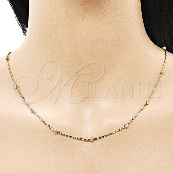 Gargantilla Basica 04.213.0320.24 Oro Laminado, Diseño de Bola, Pulido, Tono Dorado (01 MM Thickness, 24 Inches Length)