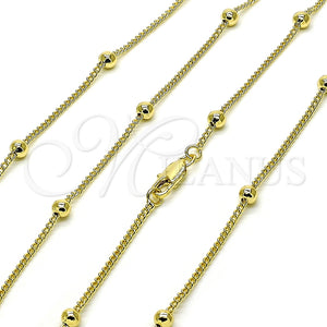 Gargantilla Basica 04.213.0321.24 Oro Laminado, Diseño de Miami Cubana y Bola, Pulido, Tono Dorado (02 MM Thickness, 24 Inches Length)