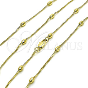Gargantilla Basica 04.213.0322.24 Oro Laminado, Diseño de Miami Cubana y Bola, Pulido, Tono Dorado (01 MM Thickness, 24 Inches Length)