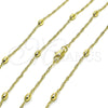 Gargantilla Basica 04.213.0279.24 Oro Laminado, Diseño de Singapore y Bola, Pulido, Tono Dorado (01 MM Thickness, 18 Inches Length)