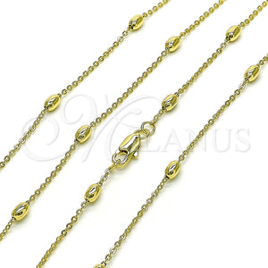 Gargantilla Basica 04.213.0323.24 Oro Laminado, Diseño de Rolo y Bola, Pulido, Tono Dorado (01 MM Thickness, 24 Inches Length)