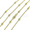 Gargantilla Basica 04.213.0323.24 Oro Laminado, Diseño de Rolo y Bola, Pulido, Tono Dorado (01 MM Thickness, 24 Inches Length)