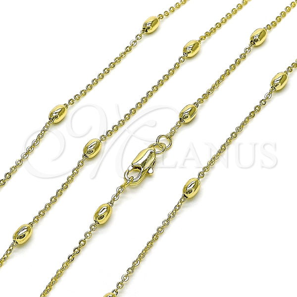 Gargantilla Basica 04.213.0323.18 Oro Laminado, Diseño de Rolo y Bola, Pulido, Tono Dorado (01 MM Thickness, 18 Inches Length)