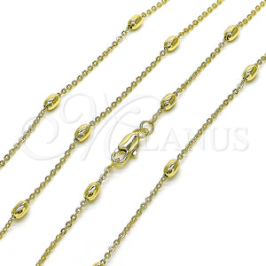 Gargantilla Basica 04.213.0323.18 Oro Laminado, Diseño de Rolo y Bola, Pulido, Tono Dorado (01 MM Thickness, 18 Inches Length)