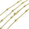 Gargantilla Basica 04.213.0278.24 Oro Laminado, Diseño de Bola, Pulido, Tono Dorado (01 MM Thickness, 24 Inches Length)