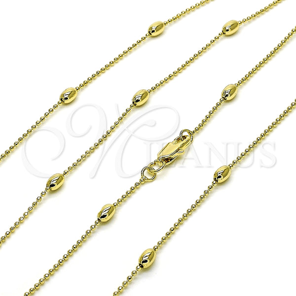 Gargantilla Basica 04.213.0326.18 Oro Laminado, Diseño de Bola, Pulido, Tono Dorado (01 MM Thickness, 18 Inches Length)