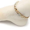 Tobillera Elegante 03.253.0099.09 Oro Laminado, Diseño de Miami Cubana, con Blanca Micro Pave, Pulido, Tono Dorado (10 MM Thickness, 9 Inches Length)