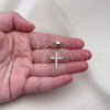 Dije Religioso 05.253.0182 Oro Laminado, Diseño de Cruz, con Blanca Zirconia Cubica, Pulido, Tono Dorado