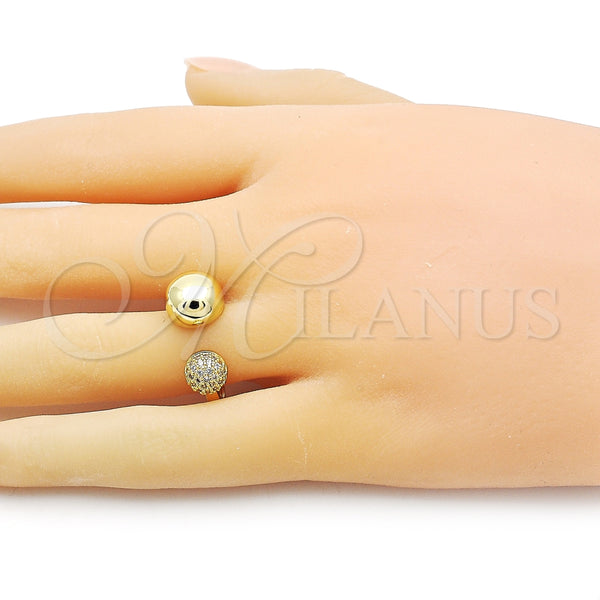 Anillo Multi Piedra 01.341.0136 Oro Laminado, Diseño de Bola, con Blanca Micro Pave, Pulido, Tono Dorado (One size fits all)