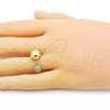 Anillo Multi Piedra 01.341.0136 Oro Laminado, Diseño de Bola, con Blanca Micro Pave, Pulido, Tono Dorado (One size fits all)