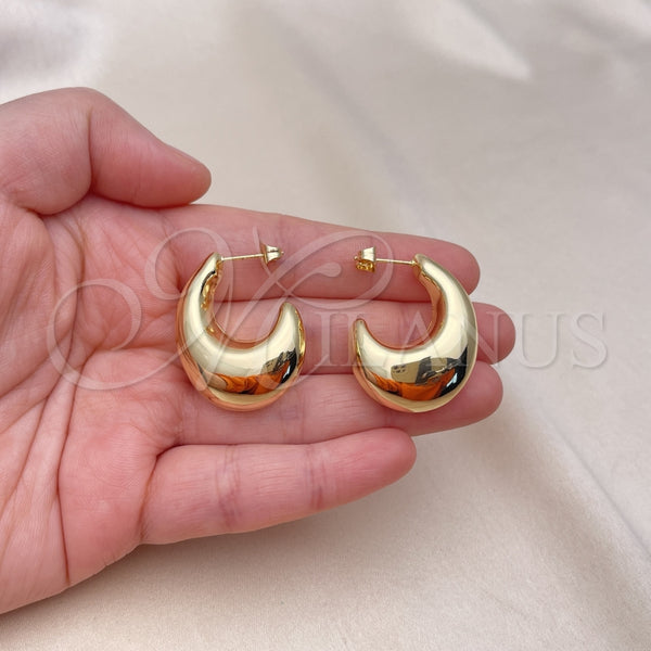 Arete Dormilona 02.163.0319 Oro Laminado, Diseño de Hueco, Pulido, Tono Dorado