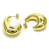 Arete Dormilona 02.163.0319 Oro Laminado, Diseño de Hueco, Pulido, Tono Dorado