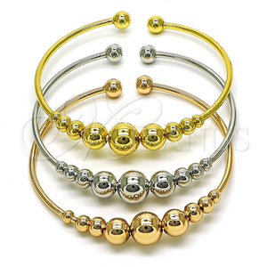 Aro Trio 07.170.0024 Oro Laminado, Diseño de Bola, Pulido, Tres Tonos (02 MM Thickness, One size fits all)