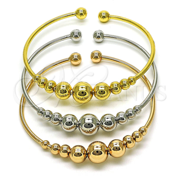 Aro Trio 07.170.0024 Oro Laminado, Diseño de Bola, Pulido, Tres Tonos (02 MM Thickness, One size fits all)