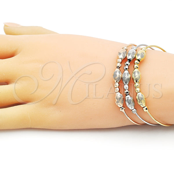 Aro Trio 07.170.0026 Oro Laminado, Diseño de Bola y Disco, Diamantado, Tres Tonos (01 MM Thickness, One size fits all)