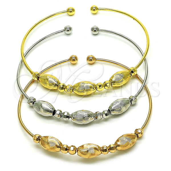 Aro Trio 07.170.0026 Oro Laminado, Diseño de Bola y Disco, Diamantado, Tres Tonos (01 MM Thickness, One size fits all)