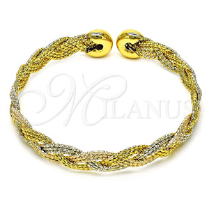 Aro Individual 07.170.0028 Oro Laminado, Diseño de Torcido, Diamantado, Tres Tonos (09 MM Thickness, One size fits all)