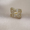 Anillo Multi Piedra 01.283.0033 Oro Laminado, Diseño de Corazón y Baguette, con Zirconia Cubica Blanca y Micro Pave Blanca, Pulido, Tono Dorado (Talla Unica)