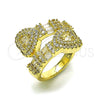 Anillo Multi Piedra 01.283.0033 Oro Laminado, Diseño de Corazón y Baguette, con Zirconia Cubica Blanca y Micro Pave Blanca, Pulido, Tono Dorado (Talla Unica)