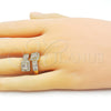 Anillo Multi Piedra 01.283.0034 Oro Laminado, Diseño de Baguette, con Blanca Zirconia Cubica and Blanca Micro Pave, Pulido, Tono Dorado (One size fits all)