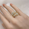 Anillo Multi Piedra 01.283.0034 Oro Laminado, Diseño de Baguette, con Blanca Zirconia Cubica and Blanca Micro Pave, Pulido, Tono Dorado (One size fits all)