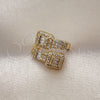 Anillo Multi Piedra 01.283.0034 Oro Laminado, Diseño de Baguette, con Blanca Zirconia Cubica and Blanca Micro Pave, Pulido, Tono Dorado (One size fits all)