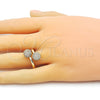 Anillo Multi Piedra 01.283.0036 Oro Laminado, Diseño de Bola, con Micro Pave Blanca, Pulido, Tono Dorado (Talla Unica)