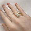 Anillo Multi Piedra 01.283.0036 Oro Laminado, Diseño de Bola, con Micro Pave Blanca, Pulido, Tono Dorado (Talla Unica)