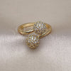 Anillo Multi Piedra 01.283.0036 Oro Laminado, Diseño de Bola, con Micro Pave Blanca, Pulido, Tono Dorado (Talla Unica)
