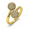 Anillo Multi Piedra 01.283.0036 Oro Laminado, Diseño de Bola, con Micro Pave Blanca, Pulido, Tono Dorado (Talla Unica)