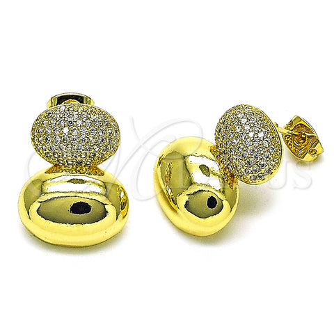 Arete Dormilona 02.341.0191 Oro Laminado, con Blanca Micro Pave, Pulido, Tono Dorado