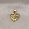 Dije Elegante 05.342.0210 Oro Laminado, Diseño de Corazón y Mama, con Blanca Micro Pave, Pulido, Tono Dorado