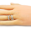 Anillo Multi Piedra 01.283.0040 Oro Laminado, Diseño de Clavo y Baguette, con Zirconia Cubica Blanca, Pulido, Tono Dorado (Talla Unica)