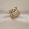 Anillo Multi Piedra 01.283.0040 Oro Laminado, Diseño de Clavo y Baguette, con Zirconia Cubica Blanca, Pulido, Tono Dorado (Talla Unica)