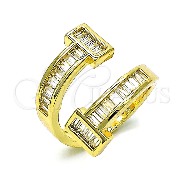 Anillo Multi Piedra 01.283.0040 Oro Laminado, Diseño de Clavo y Baguette, con Zirconia Cubica Blanca, Pulido, Tono Dorado (Talla Unica)