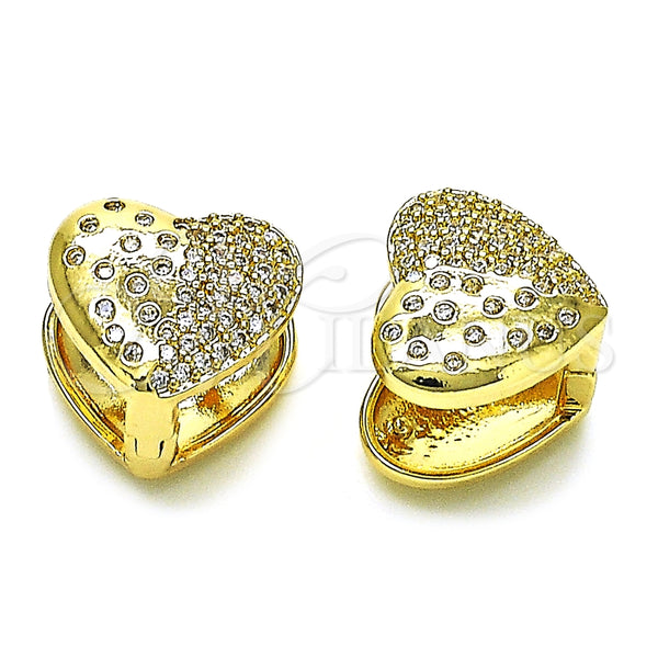 Argolla Huggie 02.283.0098.12 Oro Laminado, Diseño de Corazón, con Blanca Micro Pave, Pulido, Tono Dorado