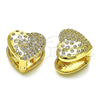 Argolla Huggie 02.283.0098.12 Oro Laminado, Diseño de Corazón, con Blanca Micro Pave, Pulido, Tono Dorado