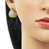 Argolla Huggie 02.283.0099.20 Oro Laminado, con Blanca Micro Pave, Pulido, Tono Dorado