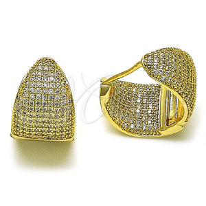 Argolla Huggie 02.283.0099.20 Oro Laminado, con Blanca Micro Pave, Pulido, Tono Dorado