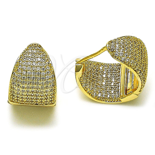 Argolla Huggie 02.283.0099.20 Oro Laminado, con Blanca Micro Pave, Pulido, Tono Dorado