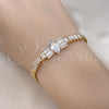 Pulsera Elegante 03.283.0385.07 Oro Laminado, Diseño de Arco y Baguette, con Blanca Zirconia Cubica, Pulido, Tono Dorado (05 MM Thickness, 8 Inches Length)