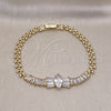Pulsera Elegante 03.283.0385.07 Oro Laminado, Diseño de Arco y Baguette, con Blanca Zirconia Cubica, Pulido, Tono Dorado (05 MM Thickness, 8 Inches Length)