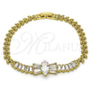 Pulsera Elegante 03.283.0385.07 Oro Laminado, Diseño de Arco y Baguette, con Blanca Zirconia Cubica, Pulido, Tono Dorado (05 MM Thickness, 8 Inches Length)