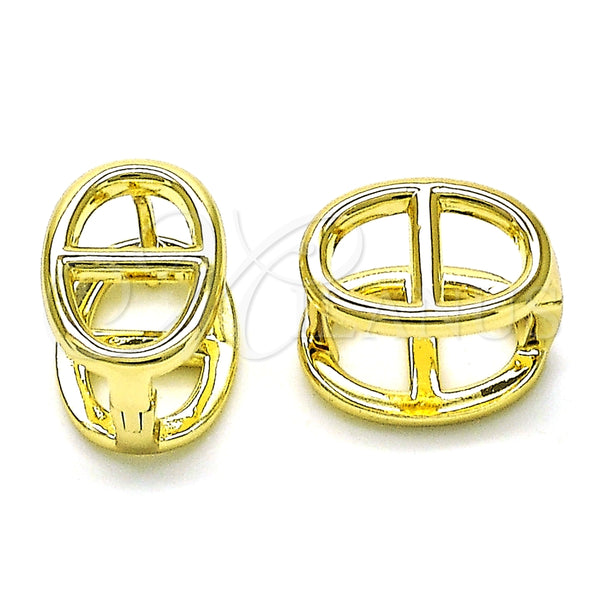 Argolla Huggie 02.213.0649.12 Oro Laminado, Diseño de Puff Mariner, Pulido, Tono Dorado