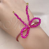 Pulsera Bolo Ajustable 03.362.0028.07 Oro Laminado, Diseño de Arco, con Fuchsia Cristal, Terciopleo Violeta, Tono Dorado (04 MM Thickness, 9 Inches Length)
