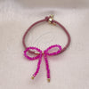 Pulsera Bolo Ajustable 03.362.0028.07 Oro Laminado, Diseño de Arco, con Fuchsia Cristal, Terciopleo Violeta, Tono Dorado (04 MM Thickness, 9 Inches Length)