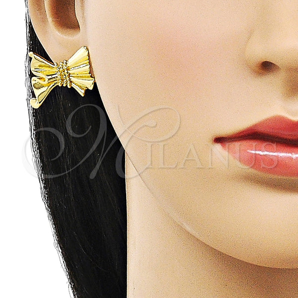 Arete Dormilona 02.341.0193 Oro Laminado, Diseño de Arco, Pulido, Tono Dorado