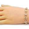 Pulsera Elegante 04.213.0313.07 Oro Laminado, Diseño de Puff Mariner, Pulido, Tono Dorado (Grosor 08.6 MM, 8 Pulgadas de Largo)