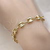 Pulsera Elegante 04.213.0313.07 Oro Laminado, Diseño de Puff Mariner, Pulido, Tono Dorado (Grosor 08.6 MM, 8 Pulgadas de Largo)