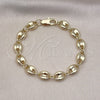 Pulsera Elegante 04.213.0313.07 Oro Laminado, Diseño de Puff Mariner, Pulido, Tono Dorado (Grosor 08.6 MM, 8 Pulgadas de Largo)